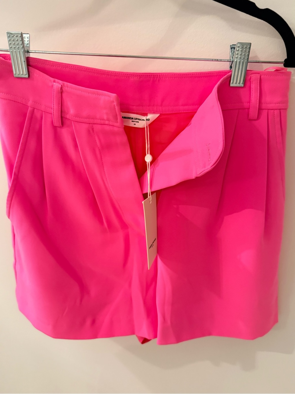 Amanda Uprichard Bright Hot Pink High-Waist Tailored Shorts